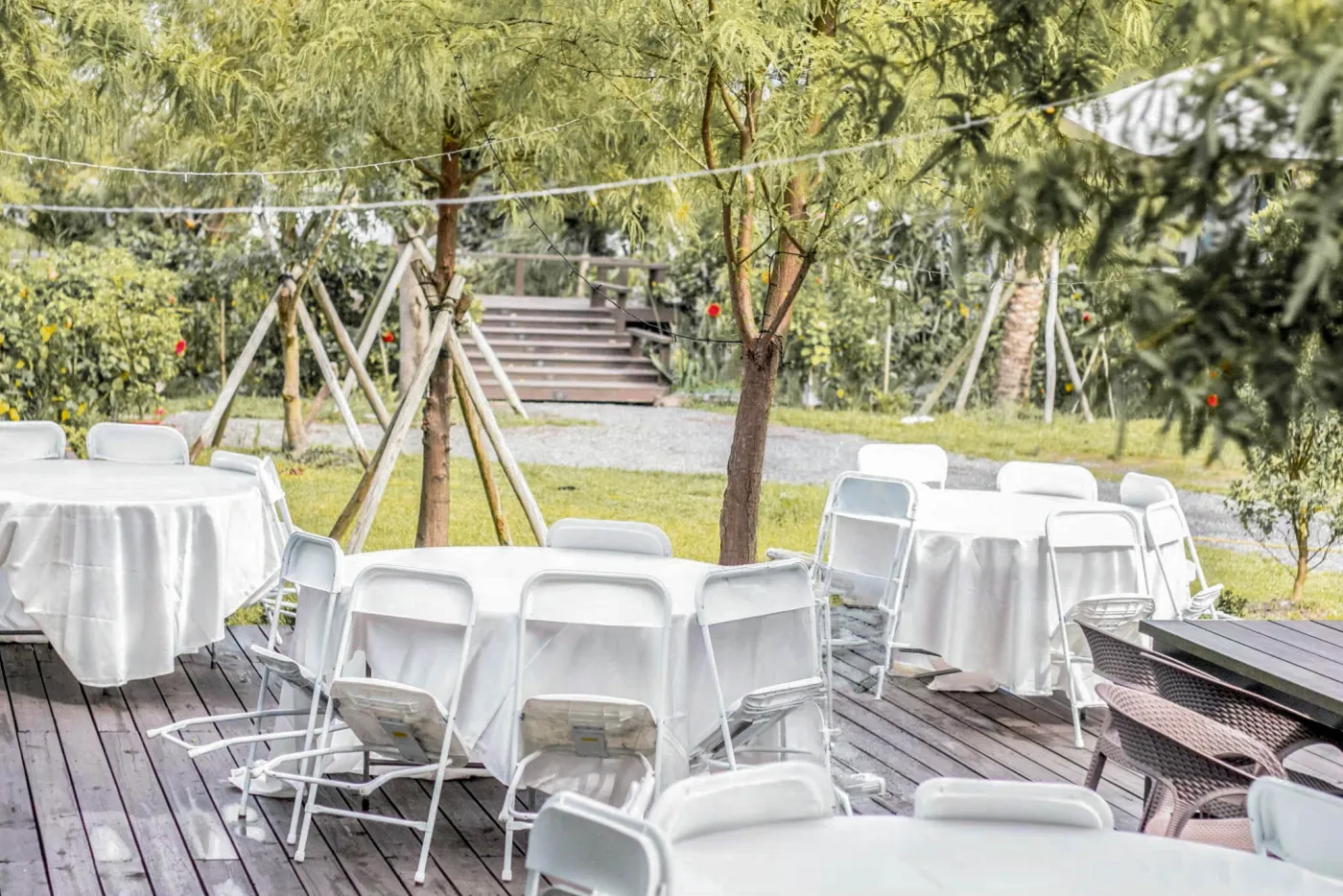 Outdoor wedding setting at LOHERB F Hall