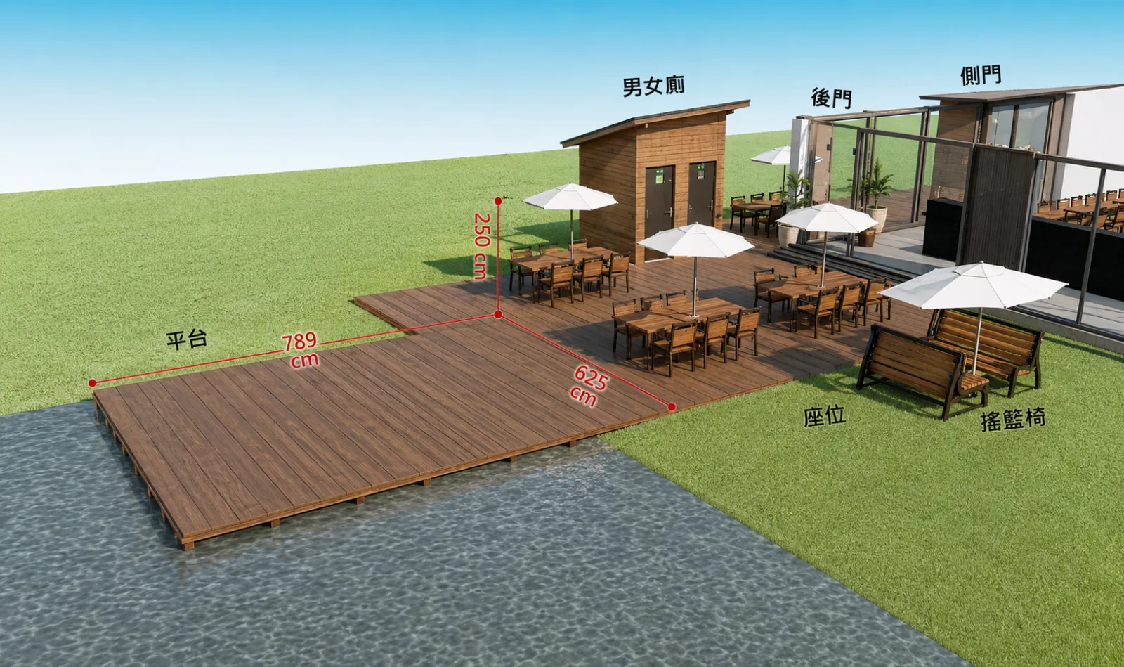 LOHERB F Hall outdoor venue 3D rendering