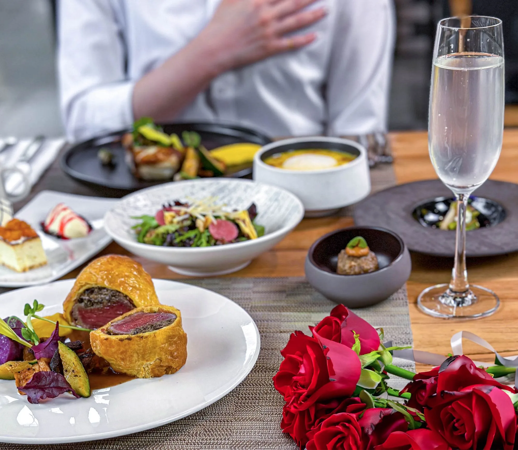 Beef Wellington with a rose
